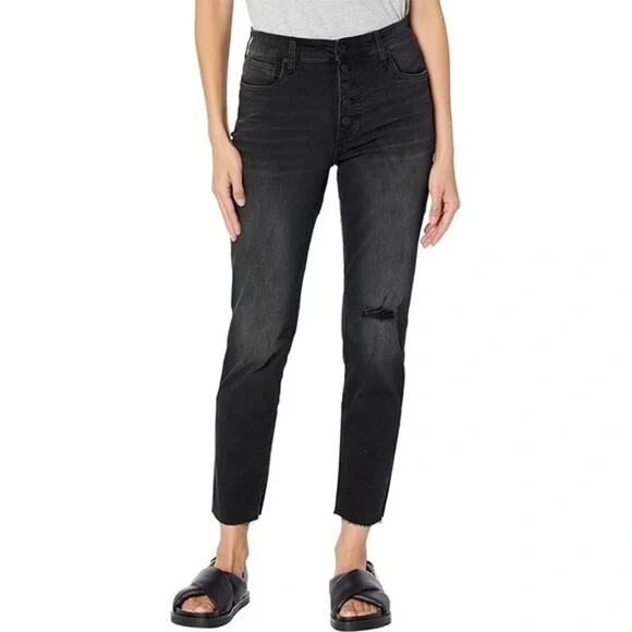 Kut from the Kloth Fab Ab Rachel High Rise Button Fly Mom Jeans Black 0 - Picture 1 of 11